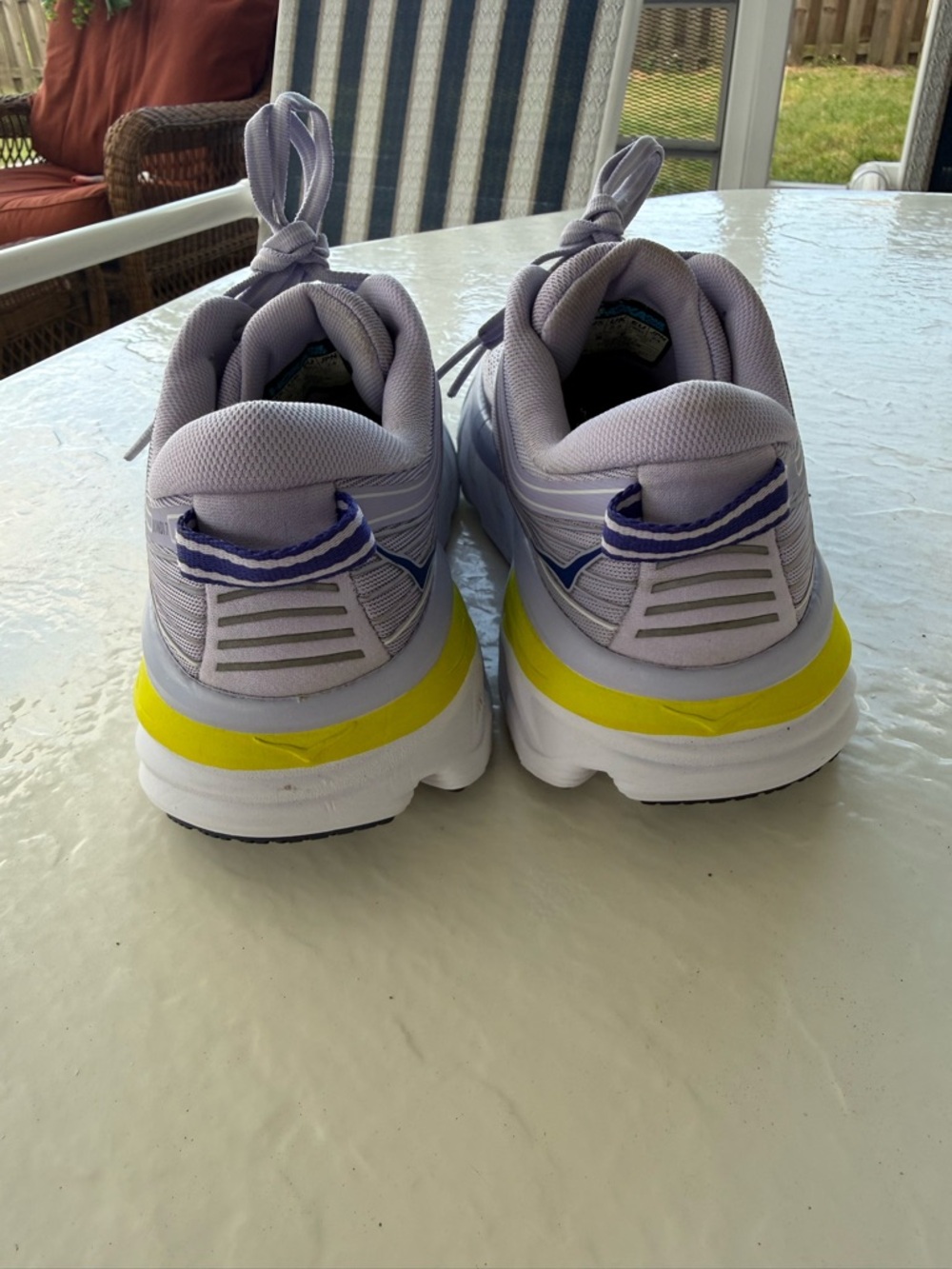 HOKA One One Bondi 7 Women’s Running Shoes Size 7 Purple Yellow Comfort Sneakers - Picture 8 of 12